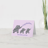 Carte bébé jumeaux éléphant félicitations violet (Devant)