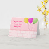 Carte bébé jumelle pour filles (Fleur jaune)