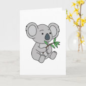 Carte Bébé Koala Mignon Avec Feuilles D'eucalyptus (Fleur jaune)