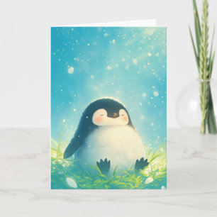 Carte Bébé manchot se détend