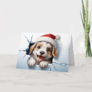 Carte Bébé mignon Animaux de Noël 3D Chiot Salutation