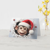 Carte Bébé mignon Animaux de Noël 3D Singe Salutation (Fleur jaune)