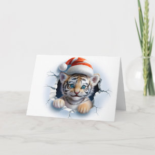Carte Bébé mignon Animaux de Noël 3D Tiger Salutation