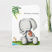 Carte Bébé mignon Eléphant Anniversaire (Devant)