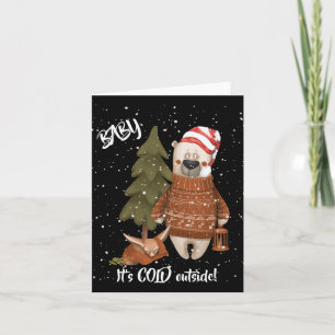 Carte Bébé Mignon Il Fait Froid Dehors Ours Et Renard T