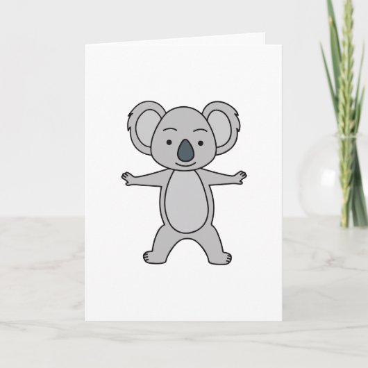 Carte Bébé mignon Koala Avec Un Sourire Debout (Devant)