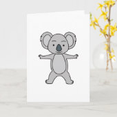 Carte Bébé mignon Koala Avec Un Sourire Debout (Fleur jaune)