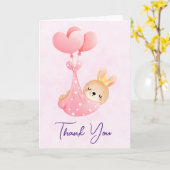 Carte Bébé mignon lapin dans une couverture de coeur Mer (Fleur jaune)