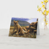 Carte Bébé mignon Lion Africain Cubs (Fleur jaune)