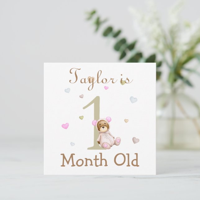 Carte Bébé mignon marqueur de jalon 1 et 2 mois Vieux (Debout devant)