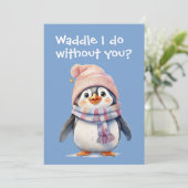 Carte Bébé mignon Penguin Amusant Noël Humour Appartemen (Debout devant)
