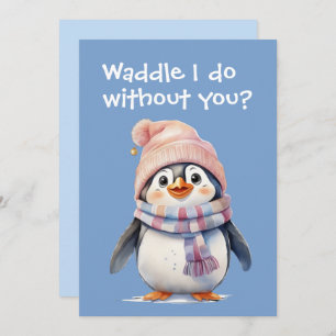 Carte Bébé mignon Penguin Amusant Noël Humour Appartemen