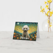 Carte Bébé mignon Poodle Fleur Pré Merci (Fleur jaune)