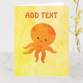 Carte Bébé mignon poulpe Cartoon (Fleur jaune)