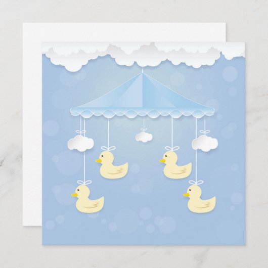 Carte Bébé mobile avec jouet à canard et nuage (Devant / Derrière)