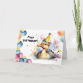 Carte Bébé mou Ballons de canard et Casquette de fête An (Devant)