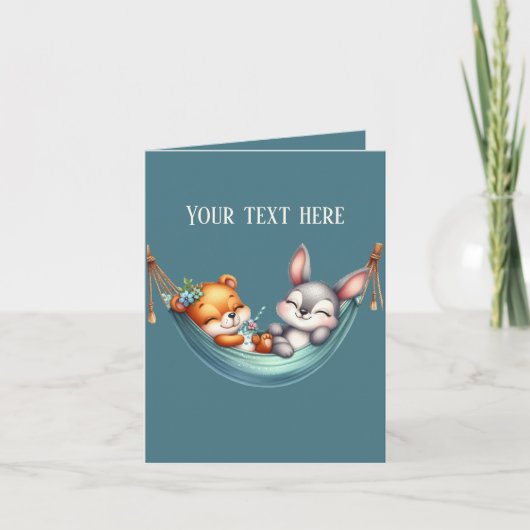 Carte Bébé ours lapin mignon ajouter du texte à n'import (Devant)