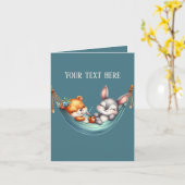 Carte Bébé ours lapin mignon ajouter du texte à n'import (Fleur jaune)