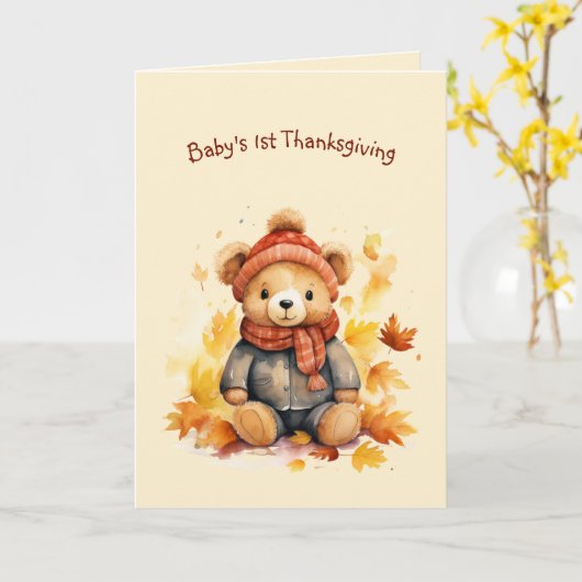 Carte Bébé Ours Premier Thanksgiving Salutation (Fleur jaune)