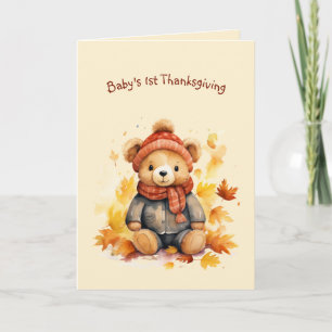 Carte Bébé Ours Premier Thanksgiving Salutation