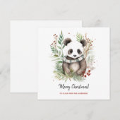 Carte Bébé panda mignon botaniques de Noël rustiques (Devant / Derrière)