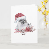 Carte Bébé Phoque d'Eau Portant un Chapeau de Noël (Fleur jaune)