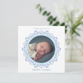 Carte Bébé photo bleu mignon simple (Debout devant)