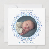 Carte Bébé photo bleu mignon simple (Devant)