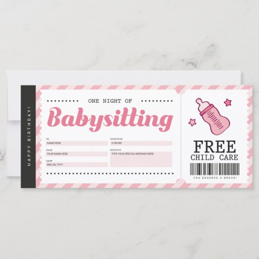 Carte Bébé Pink Coupon Certificat (Devant)