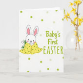 Carte bébé pois verts (Fleur jaune)