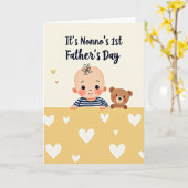 Carte bébé pour la fête des pères rayée (Fleur jaune)