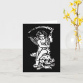 Carte Bébé Reaper Skull Scythe Blackwork Tattoo Flash (Fleur jaune)