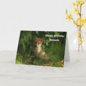 Carte Bébé renard dans une forêt verte Anniversaire (Fleur jaune)