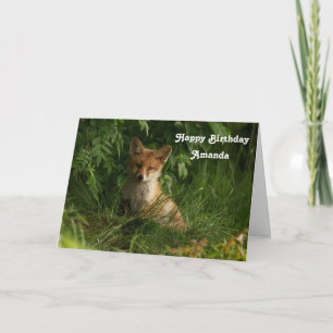 Carte Bébé renard dans une forêt verte Anniversaire