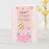 Carte Bébé Rose Flamant Mignon,Diadème, Ballons Annivers (Fleur jaune)