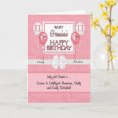 Carte Bébé rose Gemini Zodiac 1er anniversaire (Fleur jaune)