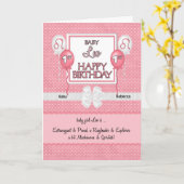 Carte Bébé rose Leo Zodiac 1er anniversaire (Fleur jaune)