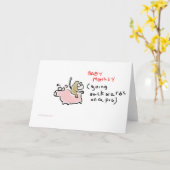 Carte Bébé singe (à dos de porc) (Fleur jaune)