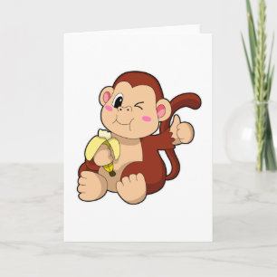 Carte Bébé singe avec banane
