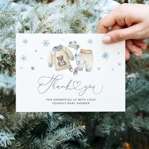 Carte Bébé son froid dehors garçon Baby shower Merci