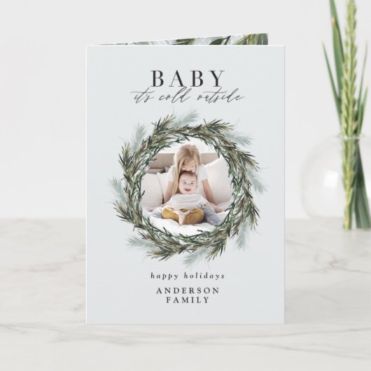 Carte Bébé son froid en dehors de la photo de Noël (Devant)