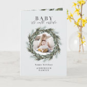 Carte Bébé son froid en dehors de la photo de Noël (Fleur jaune)