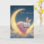 Carte Bébé sur une lune de croissant (Fleur jaune)