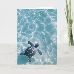 Carte Bébé tortue de mer dans l'eau claire