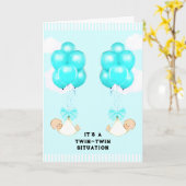 Carte Bébé Twin Boys Félicitations (Fleur jaune)