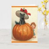 Carte Bébé vintage de citrouille de casquette de (Fleur jaune)