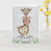 Carte Bébé Zoo Animaux (Fleur jaune)