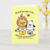 Carte Bébés de lion et d'agneau (Fleur jaune)