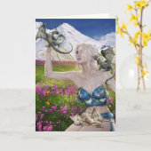 Carte Bébés dragons et fantaisie fée (Fleur jaune)