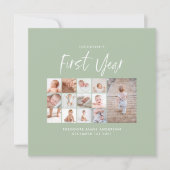 Carte Bébés first year photo collage script green (Devant)